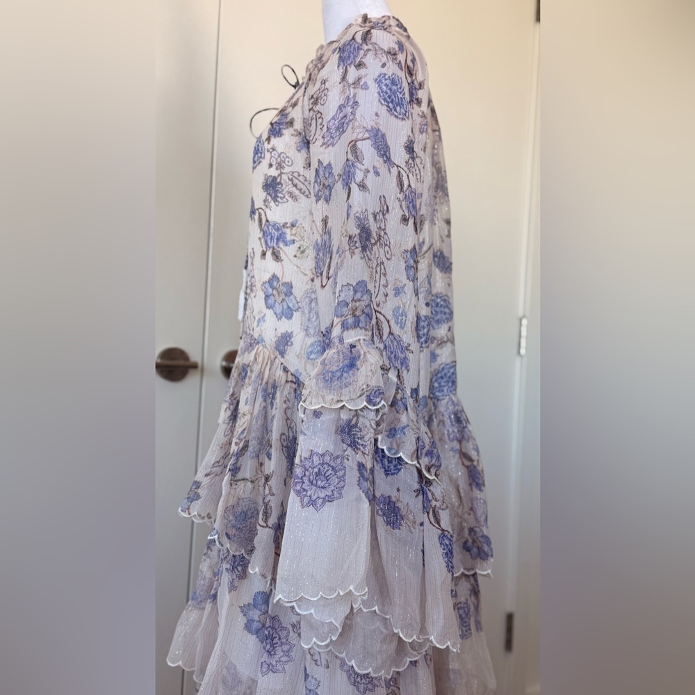 Floral Maxi Dress in Purple and Cream - Picture 4 of 15